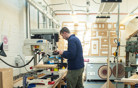 Student preparing crafts in the lab for Degree Show 2023
