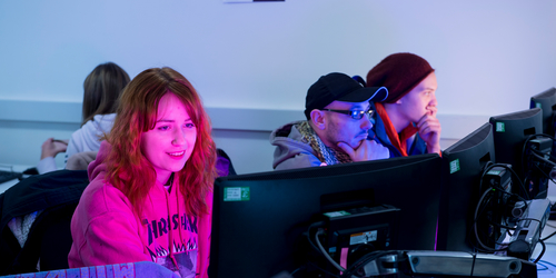 Students on computers