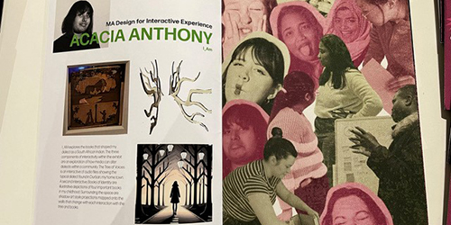 An open book with an image of faces