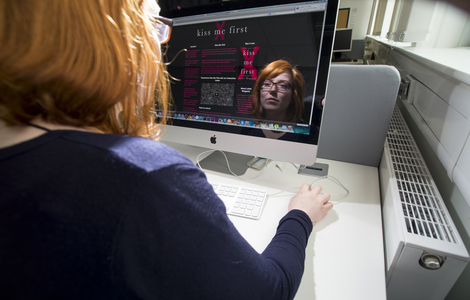 Student using a computer