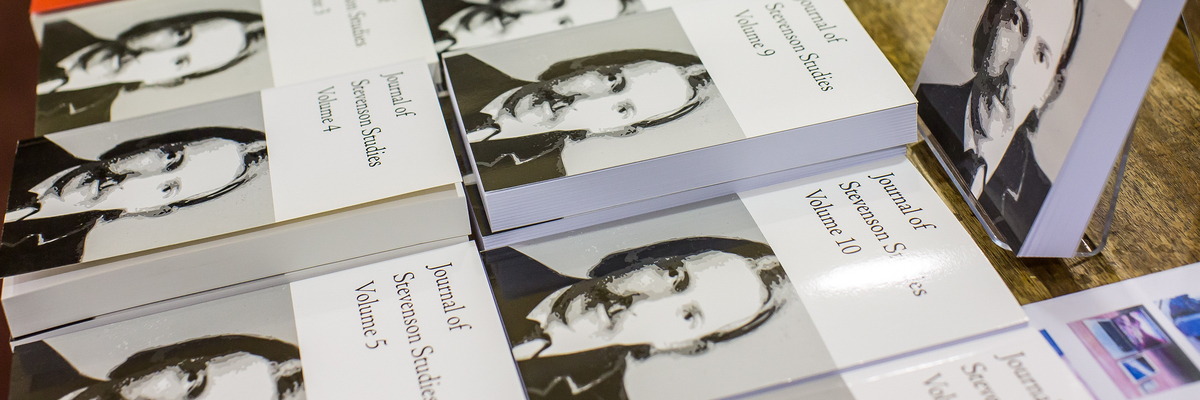 Close-up of display at a Robert Louis Stevenson book event