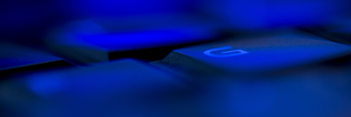 Close up view of computer keyboard letter G