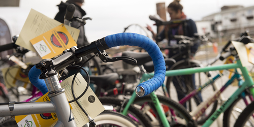 bike handles amongst bikes
