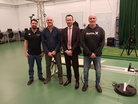 Dr Jamie Marshall, Andy Hadden, Professor Gary Hutchison, Dr Brendon Ferrier at the Lost Shore SurfLab