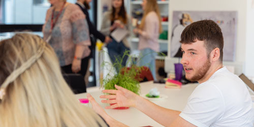 Design students talking