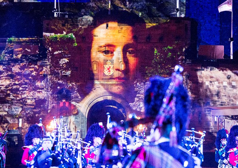 A mural featuring scenes from various festival activities.
