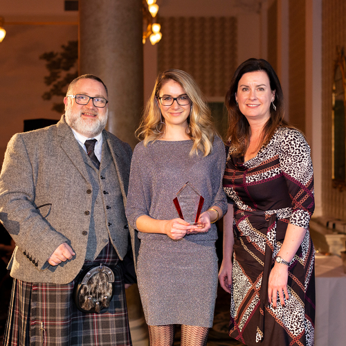Entrepreneur receiving an awards at our annual entrepreneurial Bright Red Sparks awards ceremony.