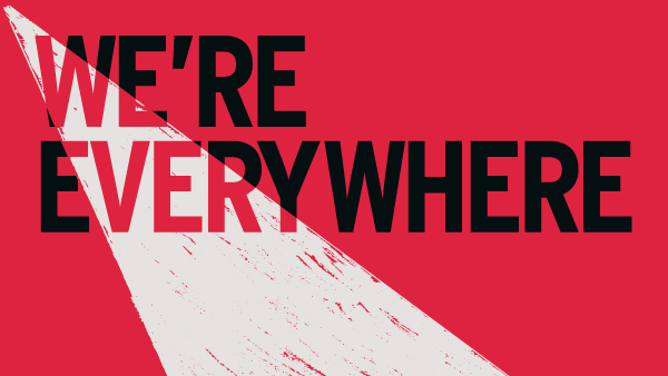 Spotlight graphic with text that says "We're everywhere"