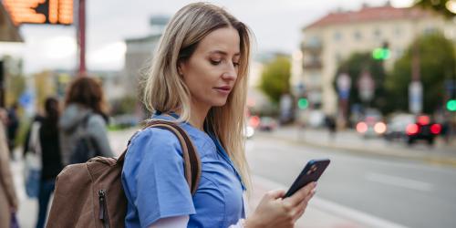 nursing looking at phone